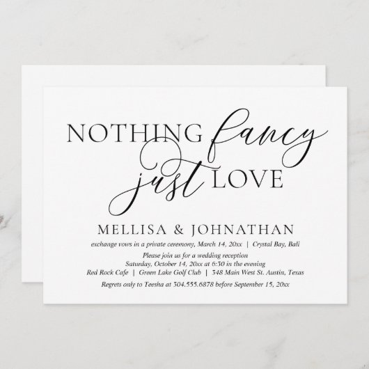 ジャストラブシンプルズ結婚の駆け落ちパーティー 招待状 (正面/裏面)