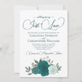 ジャストラブティール(緑がかった色)バラボホフローラQRコード結婚ズ 招待状 (正面)