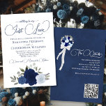 ジャストラブブルーバラボホフローラQRコード結婚ズ 招待状<br><div class="desc">美しいボホシックな結婚式招待状は絵を描、砂埃の多い青や海や藍の色合いのハンドウォーターの色のバラのクラスタとユーカリの離れガーデンの緑を備えている。見出しはスクリプトの書レタリングと読て：何も愛ではない！背面には、カスタマイズ可能なQRコードを持つ詳細セクションがあり、ゲストをWebページに誘導して詳細な情報を得たり、RSVPを得たりすることができる。同じ花の花束に流れるサテンの弓を付け、青いマーリングを施したブルーの背景を持つ。</div>
