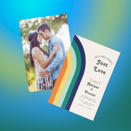 ジャストラブレトロ70sレインボーフォト結婚ズ 招待状