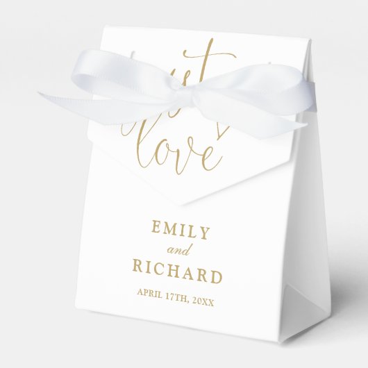 ジャストラヴエレガントシックモダン金ゴールド結婚ズ フェイバーボックス (正面サイド)