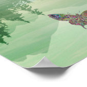 ジャストリ葉ームバタフライ金ゴールド山 ポスター (角)