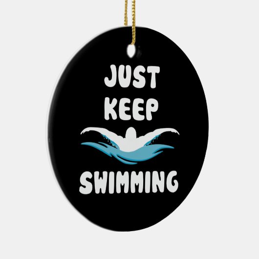 ジャスト保イミング – スイムおもしろいスポーツ泳ぐ人 セラミックオーナメント (右)