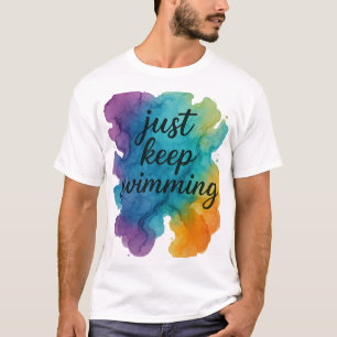 ジャスト保スイミング – アルコールインクイラストレーション Tシャツ