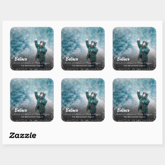 ジャスト信じ |雪の写真メリークリスマス スクエアシール (シート)