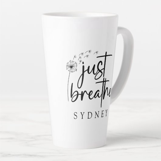 ジャスト呼吸ダンデリオン名前をカスタムする カフェラテマグ (右アングル)