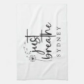 ジャスト呼吸ダンデリオン名前をカスタムする キッチンタオル (縦)