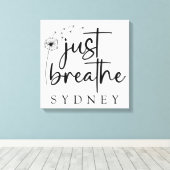 ジャスト呼吸ダンデリオン名前をカスタムする キャンバスプリント (インサイチュ (ウッドフロア))