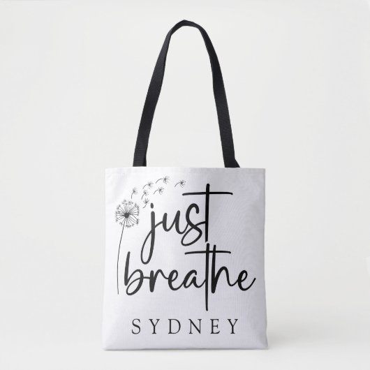 ジャスト呼吸ダンデリオン名前をカスタムする トートバッグ (正面)