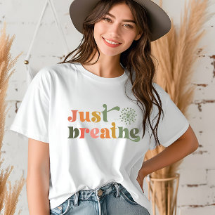 ジャスト呼吸モダンタイポグラフィタンデリオンフラワー Tシャツ