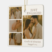 ジャスト婚約したフォト婚約コラージクリスマス セラミックオーナメント (左)