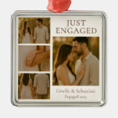 ジャスト婚約したフォト婚約コラージクリスマス メタルオーナメント (正面)