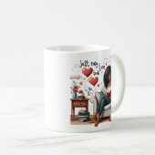 ジャスト簡単ラブブック、アフリカ系アメリ読カ人ガール コーヒーマグカップ (正面右)