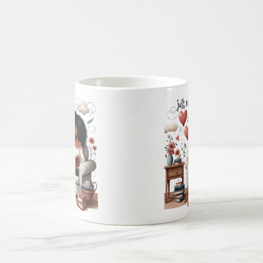 ジャスト簡単ラブブック、アフリカ系アメリ読カ人ガール コーヒーマグカップ (中央)