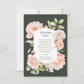 ジャスト赤面ピンクウォーター色フローラベビーシャワー サンキューカード (正面)