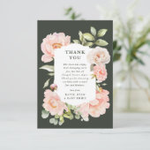ジャスト赤面ピンクウォーター色フローラベビーシャワー サンキューカード (スタンド正面)
