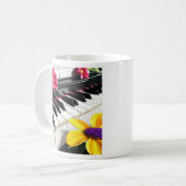 ジャスト遊 |ピアノとカラフル花 コーヒーマグカップ (正面左)