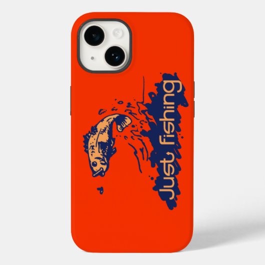 ジャスト魚釣りメンズオレンジ赤いiphoneケース Case-Mate iPhoneケース (裏面)