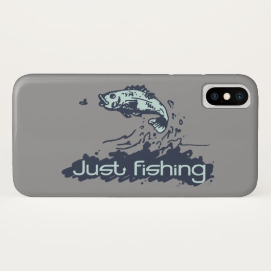 ジャスト魚釣りメンズグレーのiphoneケース Case-Mate iPhoneケース (裏面(横))