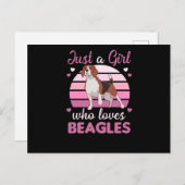 ジャスト・ア・ガールズ・ラブ・ビーグル・ドッグ ポストカード (正面/裏面)