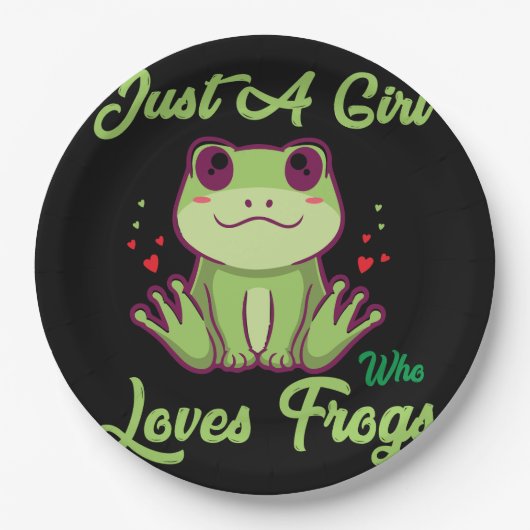 ジャスト・ガール・ファン・フロッグ・デザイン ペーパープレート (正面)