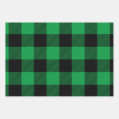 ジャスト・グリーンとブラック・バッファローのプレイド・クリスマス ラッピングペーパーシート (正面3)