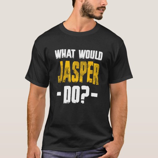 ジャスパーがジャスパーとおもしろいいう名前を Tシャツ (正面)
