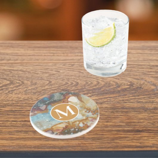 ジャスパーカラフルストーン模様モノグラム コースター