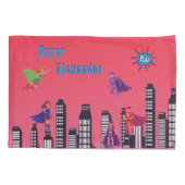 ジャスパーソナライズされたススーパーヒーロカラフル 枕カバー (裏面-左)