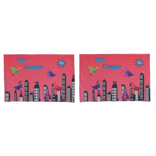 ジャスパーソナライズされたススーパーヒーロカラフル 枕カバー (フロントセット)