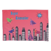 ジャスパーソナライズされたススーパーヒーロカラフル 枕カバー (正面左)