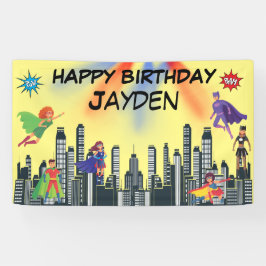 ジャスパーソナライズされたススーパーヒーローファカラフルブ 横断幕