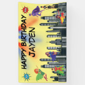 ジャスパーソナライズされたススーパーヒーローファカラフルブ 横断幕 (縦)