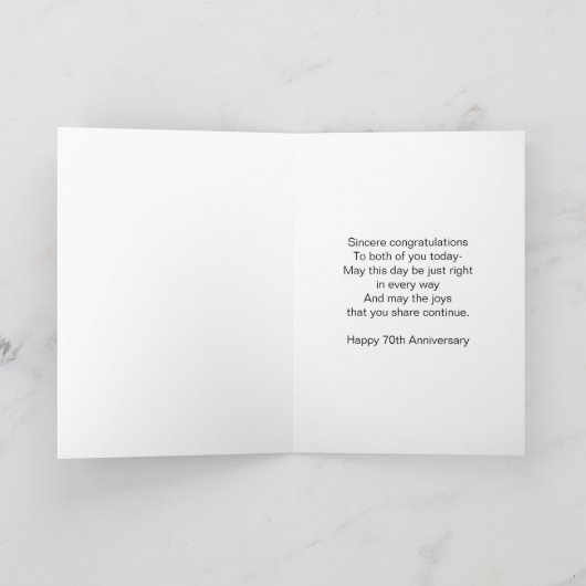 ジャスパーソナライズされたミン70結婚周年 カード (内部)