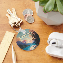 ジャスパーナショナルパークアルバータカナダロッキーレトロ キーホルダー