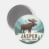 ジャスパー国立公園でムースカナダ旅行 マグネット (正面/裏面)