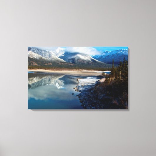 ジャスパー国立公園のアサバスカ川 キャンバスプリント (正面)