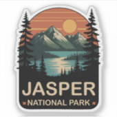 ジャスパー国立公園のビンテージ マウンテンデザイン シール (正面)