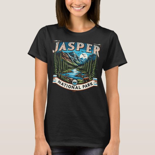 ジャスパー国立公園アルバータカナダグラフィック Tシャツ (正面)