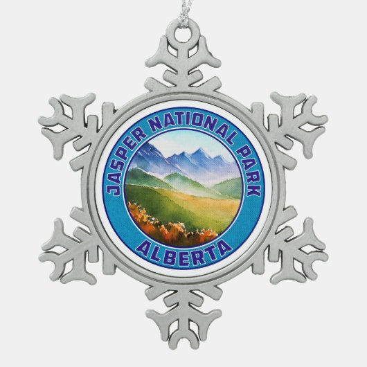 ジャスパー国立公園アルバータカナダ スノーフレークピューターオーナメント (正面)