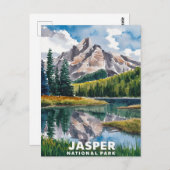 ジャスパー国立公園ウォーター絵を描カラー ポストカード (正面/裏面)
