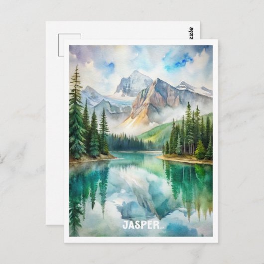 ジャスパー国立公園ウォーター絵を描カラー ポストカード (正面/裏面)