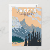 ジャスパー国立公園カナダ旅行アートヴィンテージ ポストカード (正面/裏面)