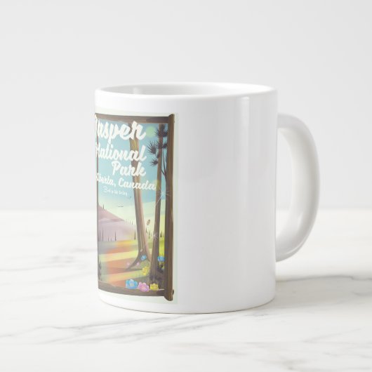 ジャスパー国立公園、カナダ旅行ポスター ジャンボコーヒーマグカップ (正面右)