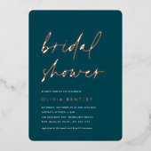 ジャスパー+バラ |ミニマリストスクリプトブライダルシャワー 箔招待状 (正面)