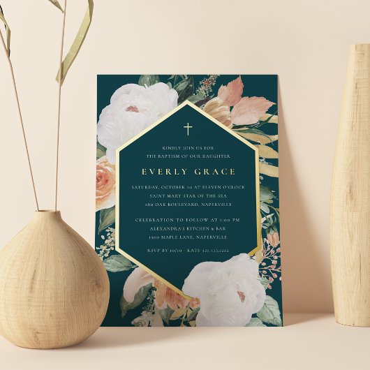 ジャスパー |砂漠のフローラバプテスマ 箔招待状