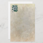 ジャスミンの花のモノグラムのためのJ 便箋 (正面/裏面)