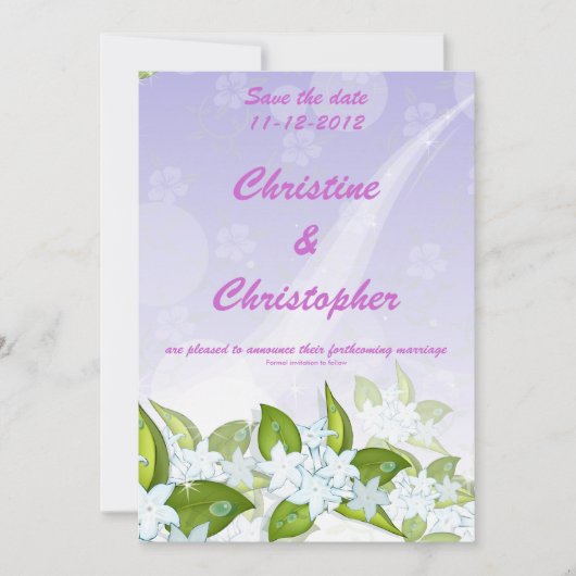 ジャスミンの花 カスタマイズ可能 おめでたい日 招待状 (正面)