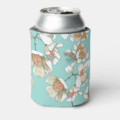 ジャスミンの花：水彩ライトターコイズ 缶クーラー (缶裏面)