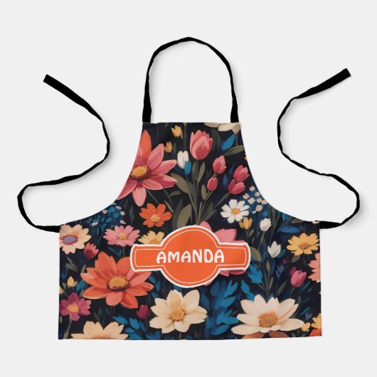 ジャスミンパステルカラフルパタパーソナライズされたーン エプロン (正面)